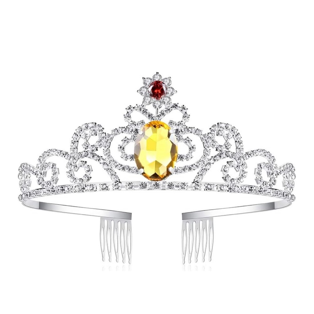 NWT-Princess Belle Yellow Crystal Rhinestone Tiara Crown